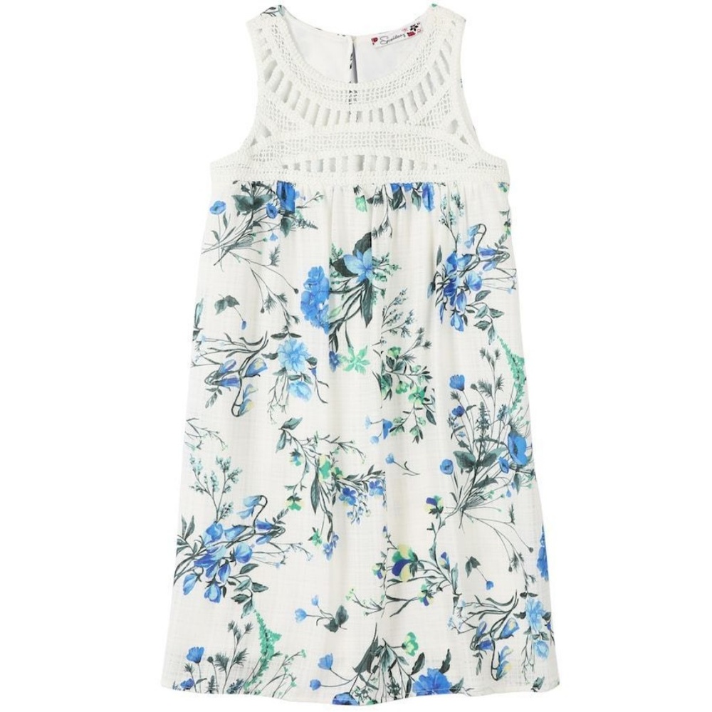 Speechless Girls Floral Crochet‎ Yoke Shift Dress 7